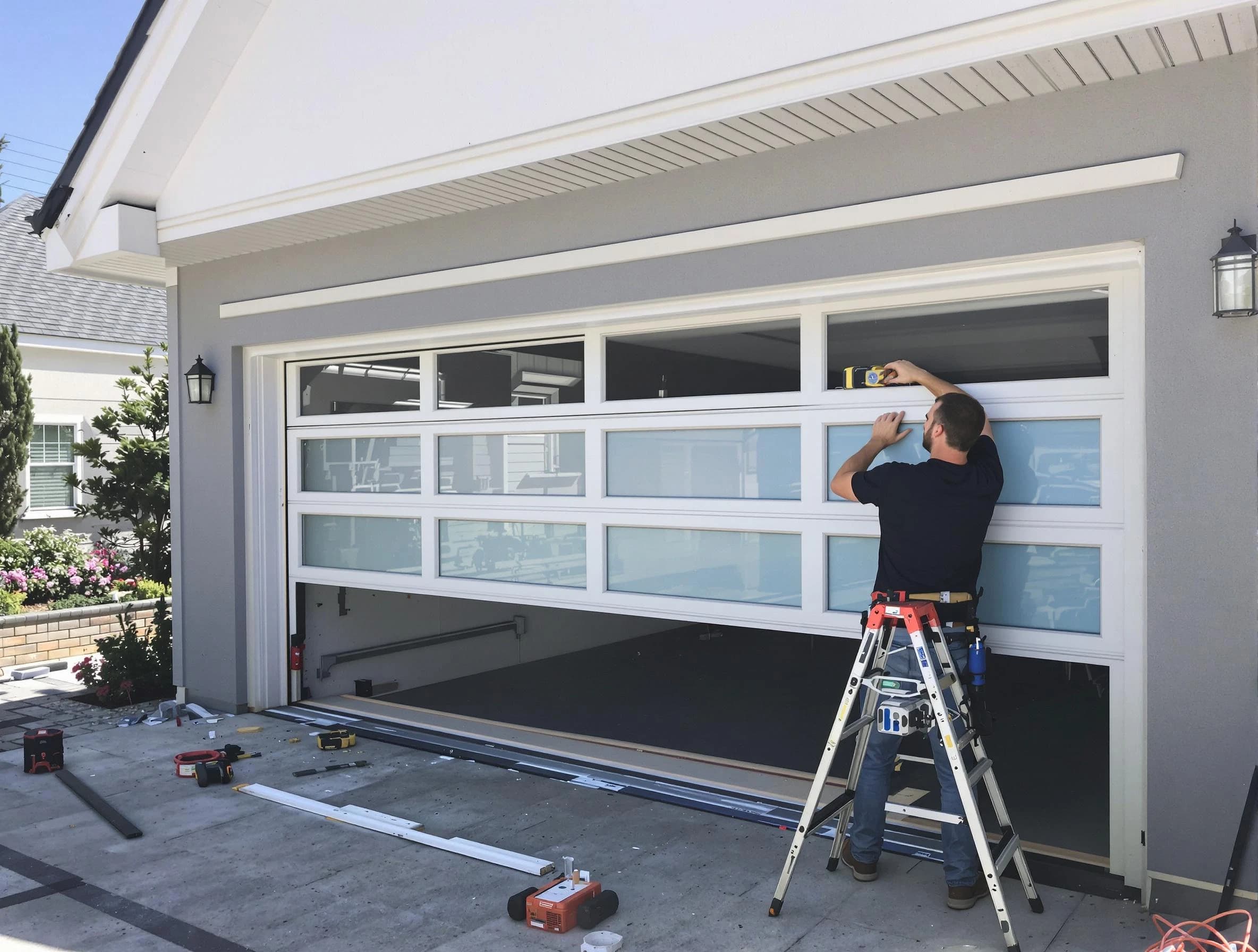Palmetto Garage Door Repair team performing garage door replacement in Palmetto