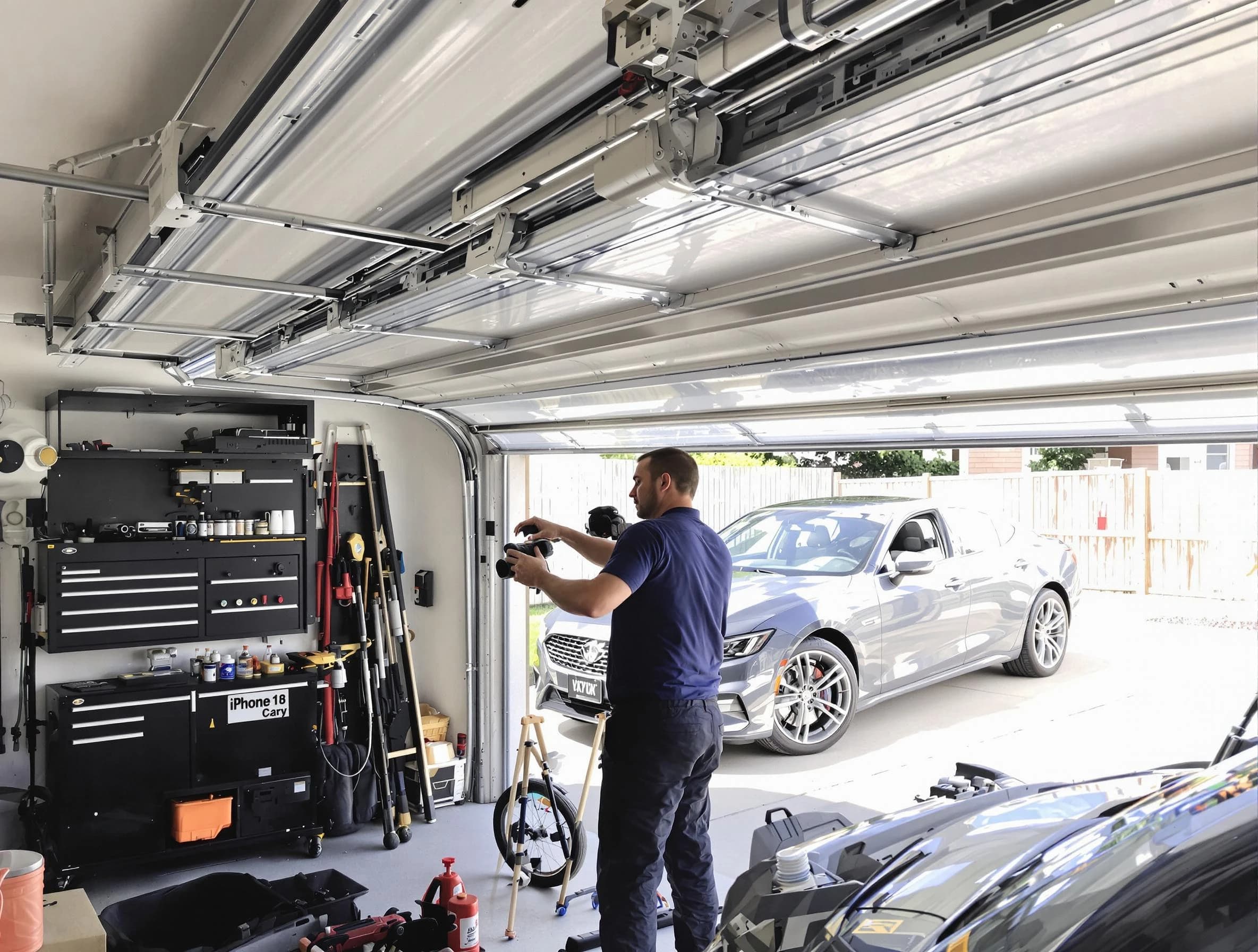 Palmetto Garage Door Repair technician fixing noisy garage door in Palmetto