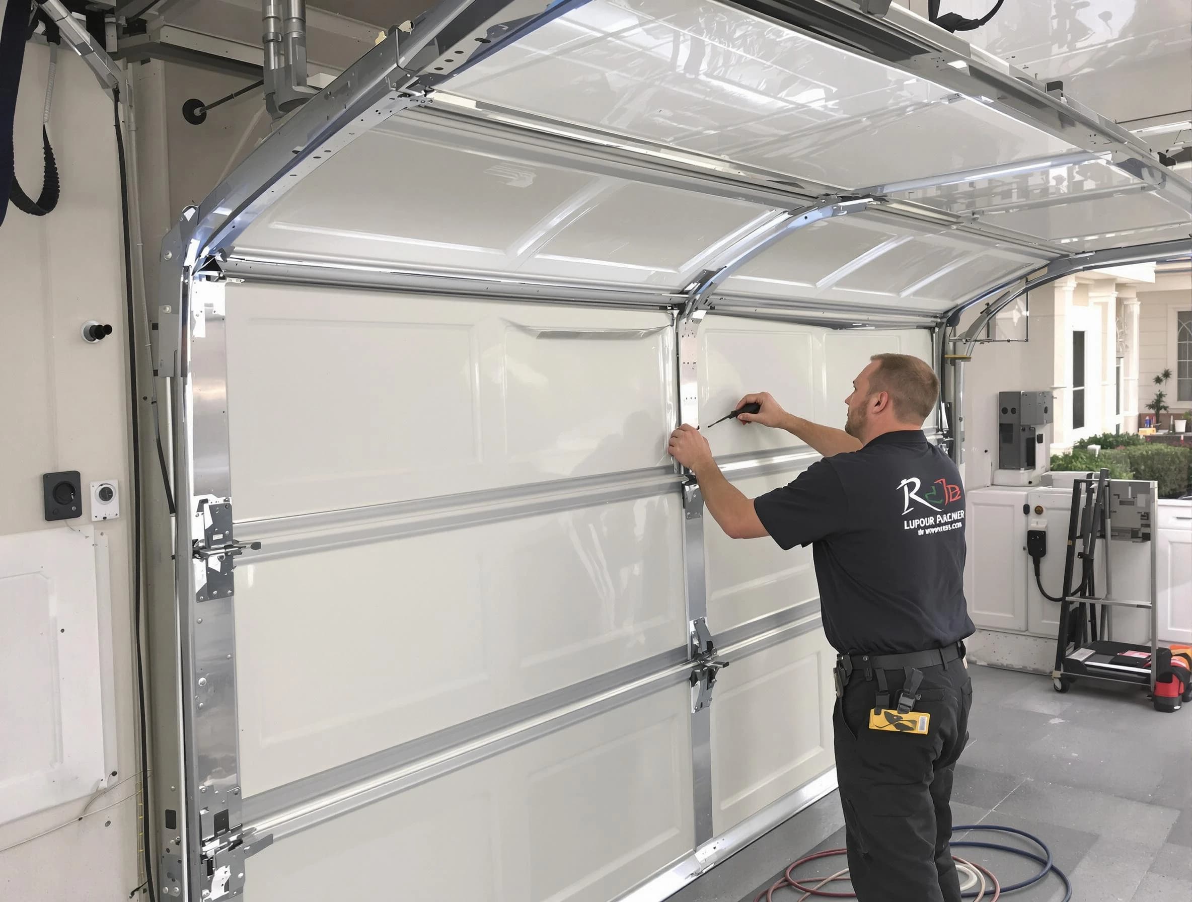 Palmetto Garage Door Repair professional performing panel repair in Palmetto