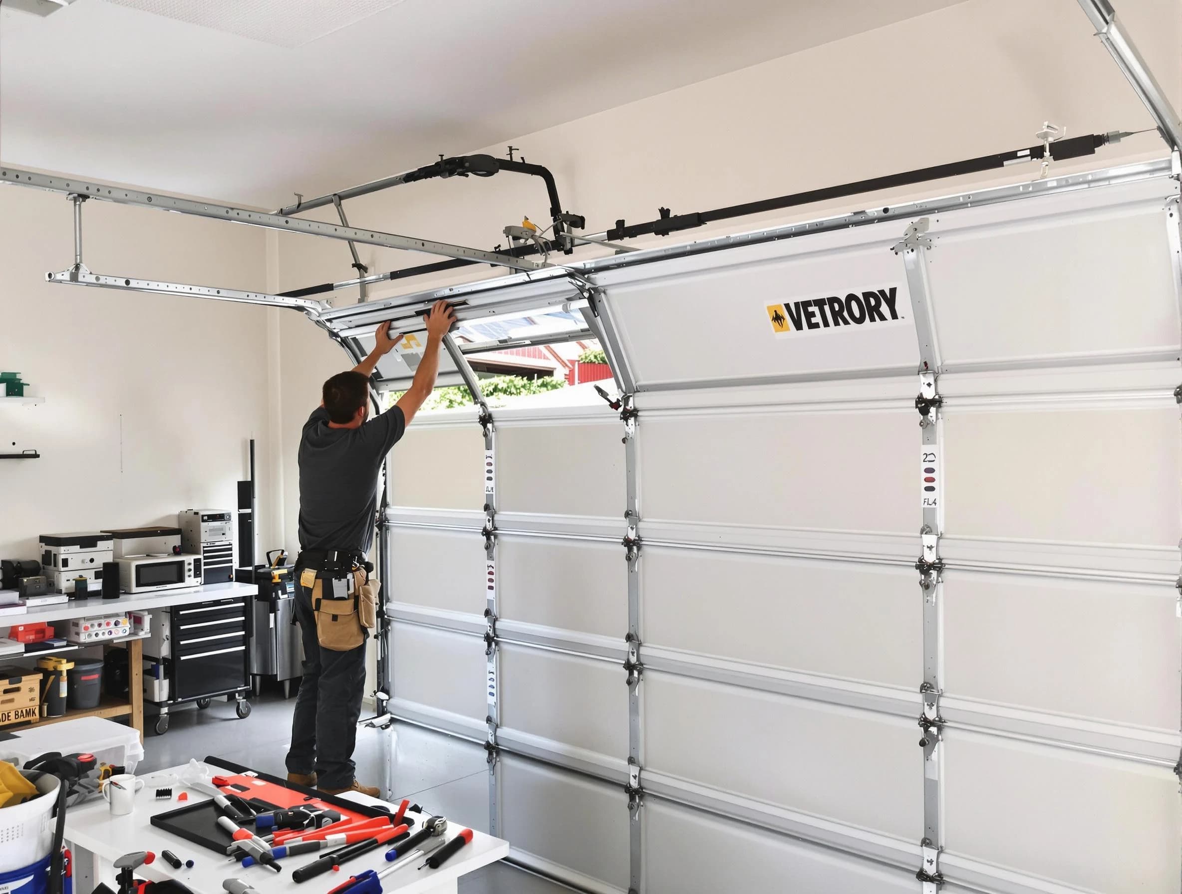Palmetto Garage Door Repair technician performing section replacement in Palmetto