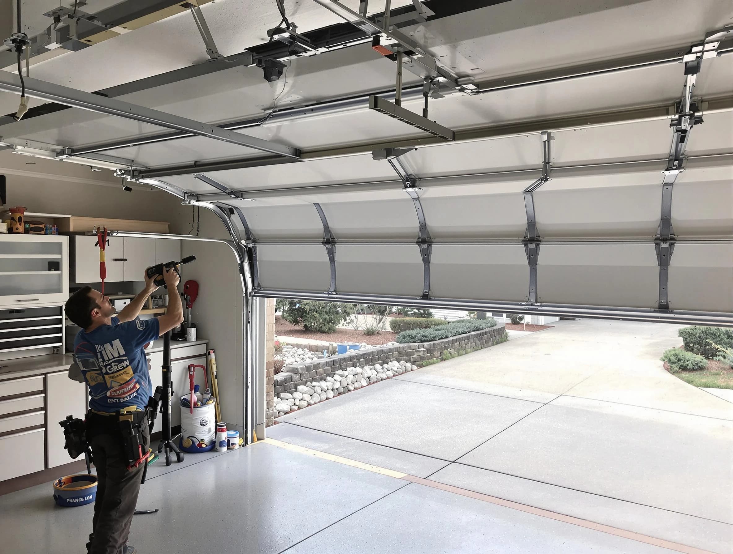 Garage door track repair service by Palmetto Garage Door Repair in Palmetto