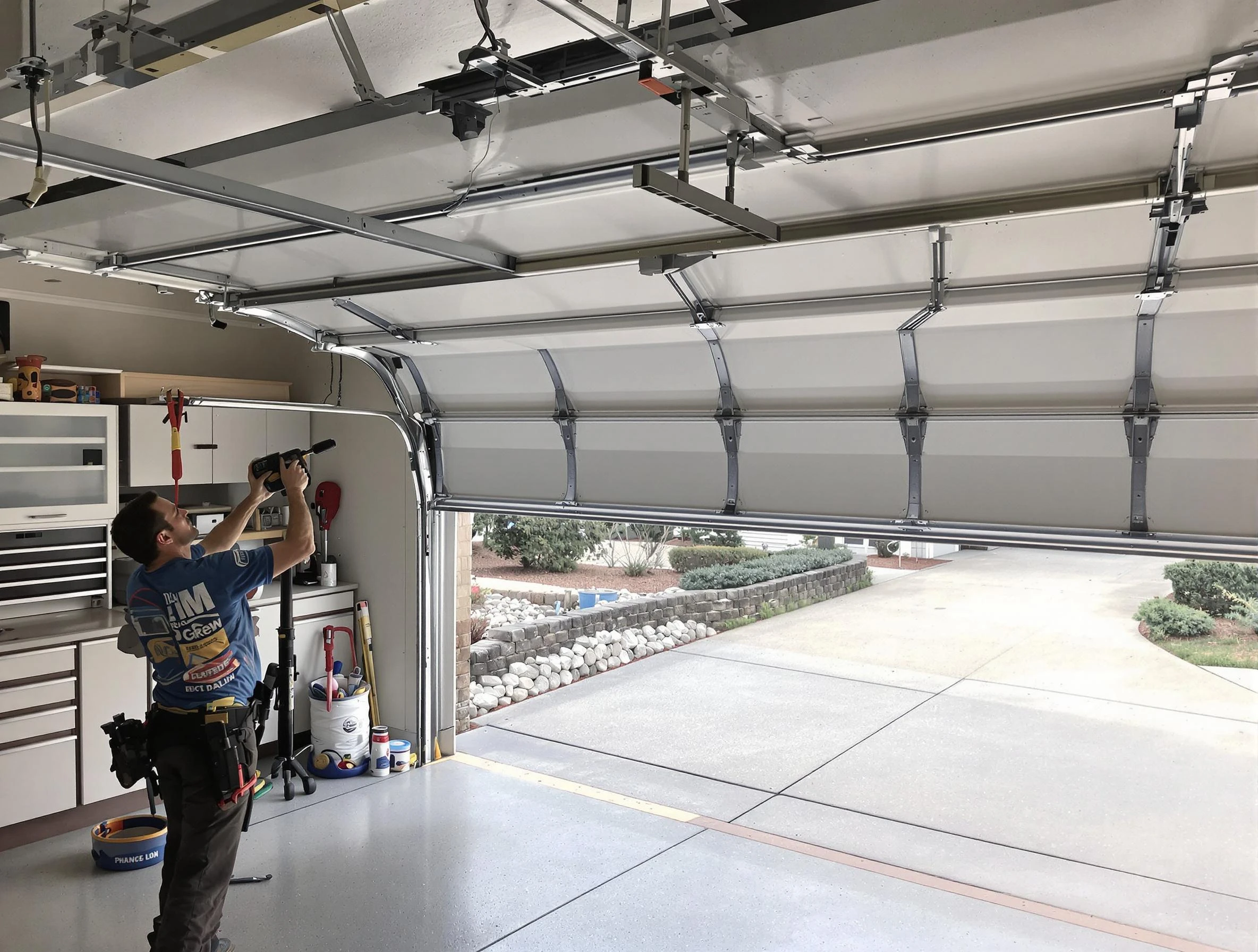 Garage door track repair service by Palmetto Garage Door Repair in Palmetto